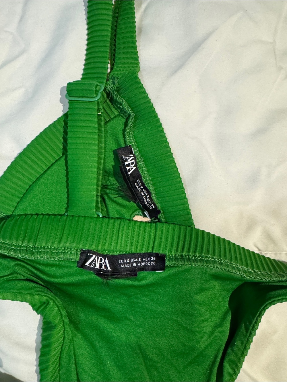 Zara Green Ribbed Triangle Bikini Set - Picture 3 of 3